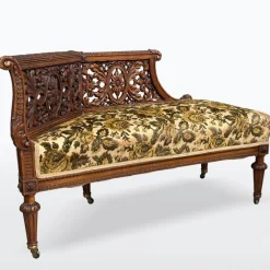 Pamono Carved Wooden Bench, 1880> Benches