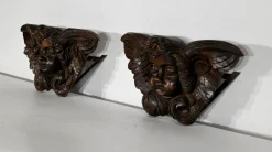 Pamono Carved Wooden Cherubs, Late 19th Century, Set of 2><noscript><img width=