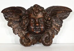 Pamono Carved Wooden Cherubs, Late 19th Century, Set of 2><noscript><img width=