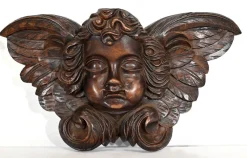 Pamono Carved Wooden Cherubs, Late 19th Century, Set of 2><noscript><img width=