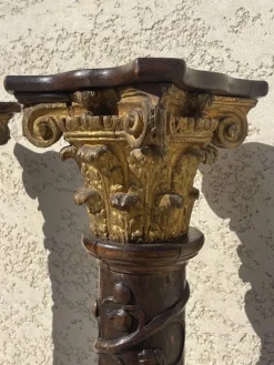 Pamono Carved Wooden Columns, Set of 2><noscript><img width=