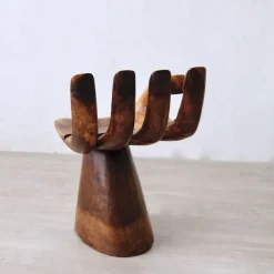 Pamono Carved Wooden Sculpture Chair in the Shape of a Hand, 1980s