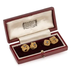 Outlet Pamono Cased 18 Karat Gold & Sapphire Cufflinks by Hans Georg Mautner, Set of 2