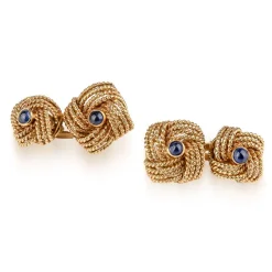 Outlet Pamono Cased 18 Karat Gold & Sapphire Cufflinks by Hans Georg Mautner, Set of 2