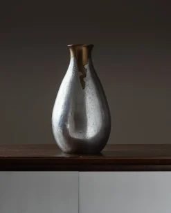 Pamono Cast Aluminum Vase from Philippe Jean, 1970s><noscript><img width=