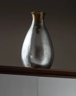 Pamono Cast Aluminum Vase from Philippe Jean, 1970s><noscript><img width=