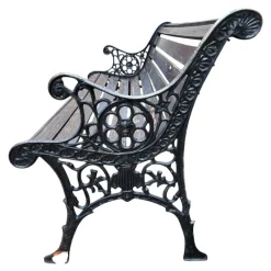 Pamono Cast Iron and Wood Bench, 1960><noscript><img width=