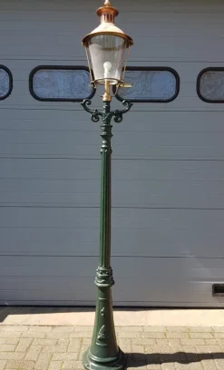 New Pamono Cast Iron Lamp Post Rotterdammer with Round Copper Lantern