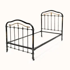 Discount Pamono Cast Iron Single Beds in Black and Gold, 1890s, Set of 2