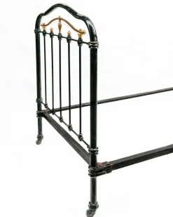 Discount Pamono Cast Iron Single Beds in Black and Gold, 1890s, Set of 2