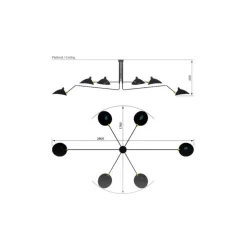 Pamono Ceiling Lamp with 6 Rotating Arms by Serge Mouille> Ceiling Lights