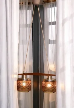 Online Pamono Ceiling Lamp with Amber Glass Shades, 1960s