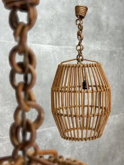 Sale Pamono Ceiling Lamps in Wicker, 1950s, Set of 2