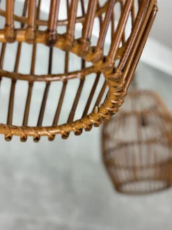 Sale Pamono Ceiling Lamps in Wicker, 1950s, Set of 2