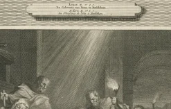 Pamono Census of Bethlehem and Christs Nativity Mortier Engraving, 1700s, Paper><noscript><img width=