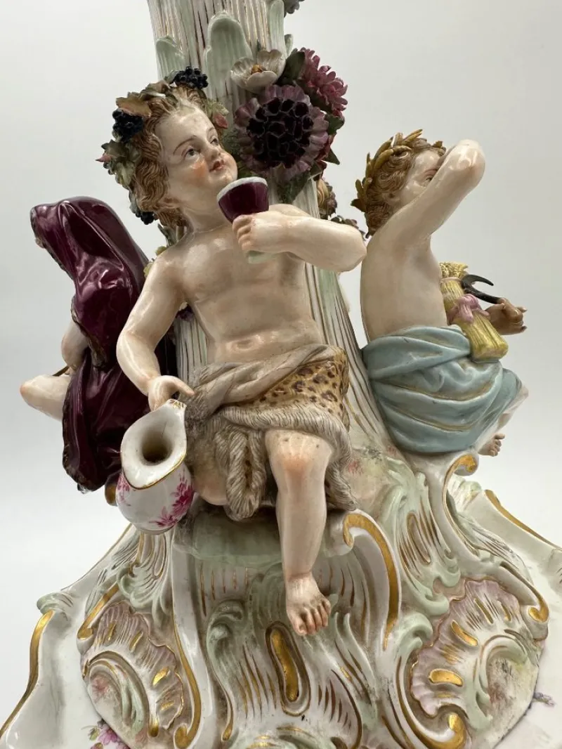 Discount Pamono Centerpiece with Cupids and Flowers from Meissen Porcelain, 1820