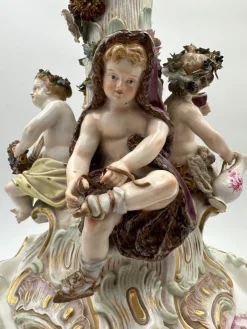 Discount Pamono Centerpiece with Cupids and Flowers from Meissen Porcelain, 1820