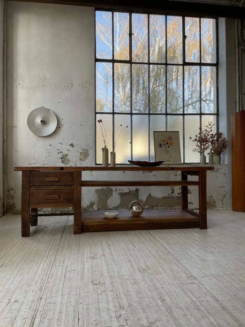 New Pamono Central Island Workbench in Oak, 1950s