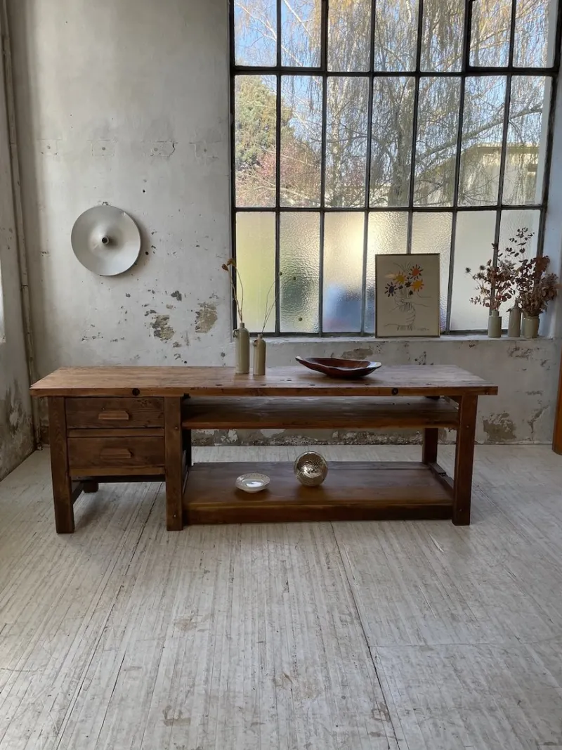 New Pamono Central Island Workbench in Oak, 1950s