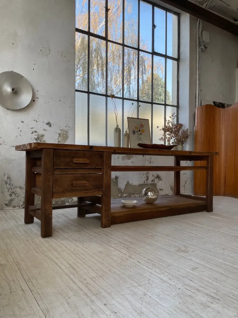 New Pamono Central Island Workbench in Oak, 1950s