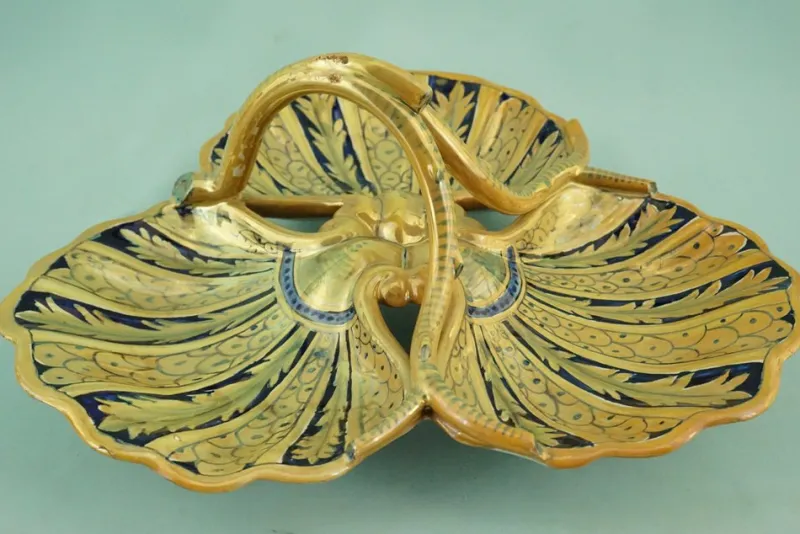 Clearance Pamono Ceramic Centerpiece with Sienese Gold Lustre from Luca Della Robbia, Gualdo Tadino, Italy, 1930s
