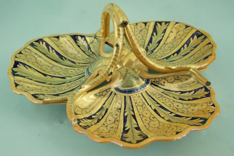 Clearance Pamono Ceramic Centerpiece with Sienese Gold Lustre from Luca Della Robbia, Gualdo Tadino, Italy, 1930s