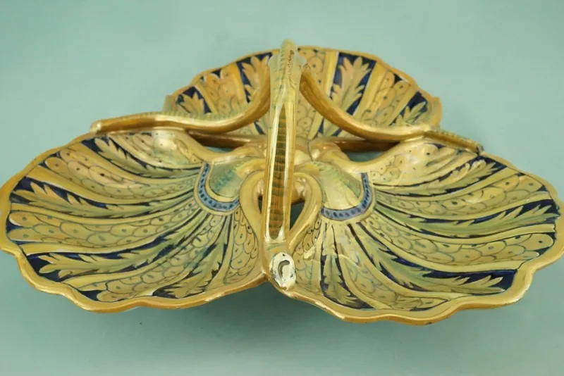 Clearance Pamono Ceramic Centerpiece with Sienese Gold Lustre from Luca Della Robbia, Gualdo Tadino, Italy, 1930s