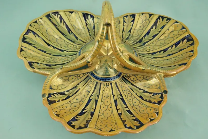 Clearance Pamono Ceramic Centerpiece with Sienese Gold Lustre from Luca Della Robbia, Gualdo Tadino, Italy, 1930s