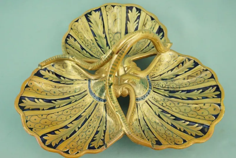 Clearance Pamono Ceramic Centerpiece with Sienese Gold Lustre from Luca Della Robbia, Gualdo Tadino, Italy, 1930s