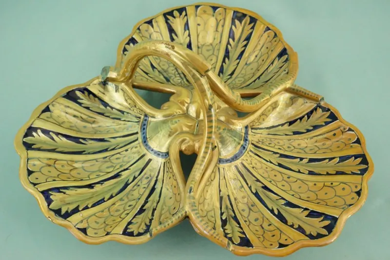 Clearance Pamono Ceramic Centerpiece with Sienese Gold Lustre from Luca Della Robbia, Gualdo Tadino, Italy, 1930s