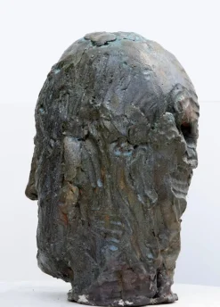 Pamono Ceramic Expressionist Head in Refractory Stoneware with Copper Glaze, 2010s