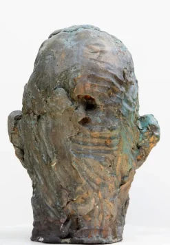 Pamono Ceramic Expressionist Head in Refractory Stoneware with Copper Glaze, 2010s