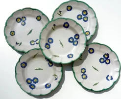 New Pamono Ceramic Flower Plates from CAS Vietri, Italy, 1960s, Set of 5