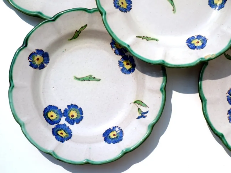 New Pamono Ceramic Flower Plates from CAS Vietri, Italy, 1960s, Set of 5