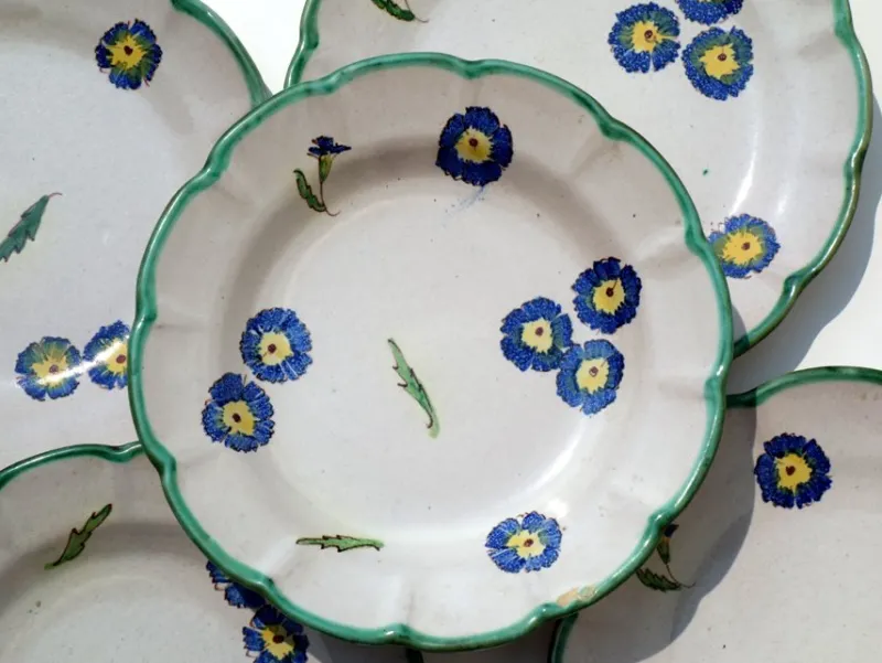 New Pamono Ceramic Flower Plates from CAS Vietri, Italy, 1960s, Set of 5