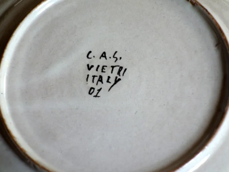 New Pamono Ceramic Flower Plates from CAS Vietri, Italy, 1960s, Set of 5