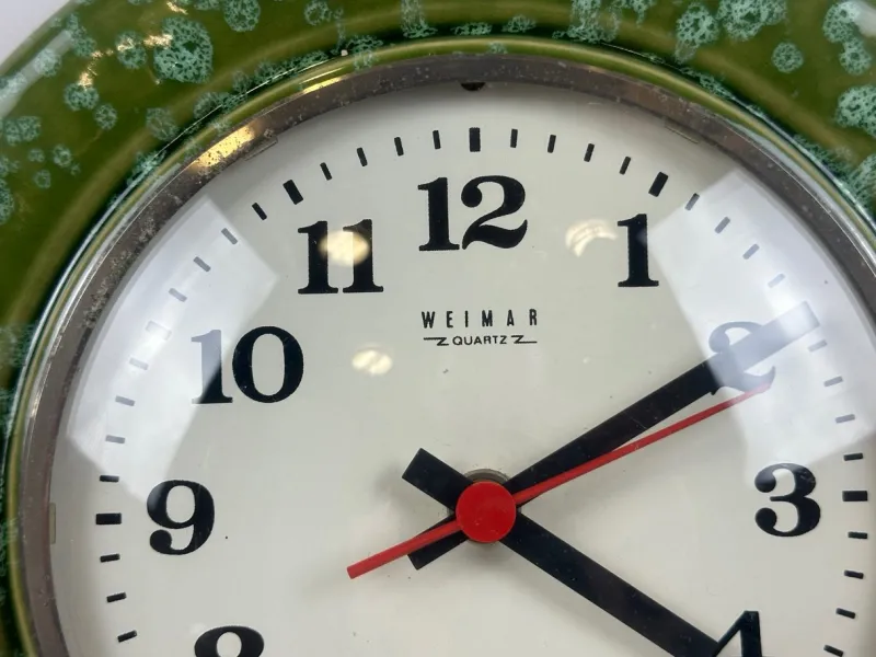 Pamono Ceramic Kitchen Wall Clock from Weimar, 1960s> Clocks
