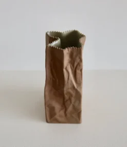 Pamono Ceramic Paper Bag Vase by Tapio Wirkkala for Rosenthal, 1977><noscript><img width=