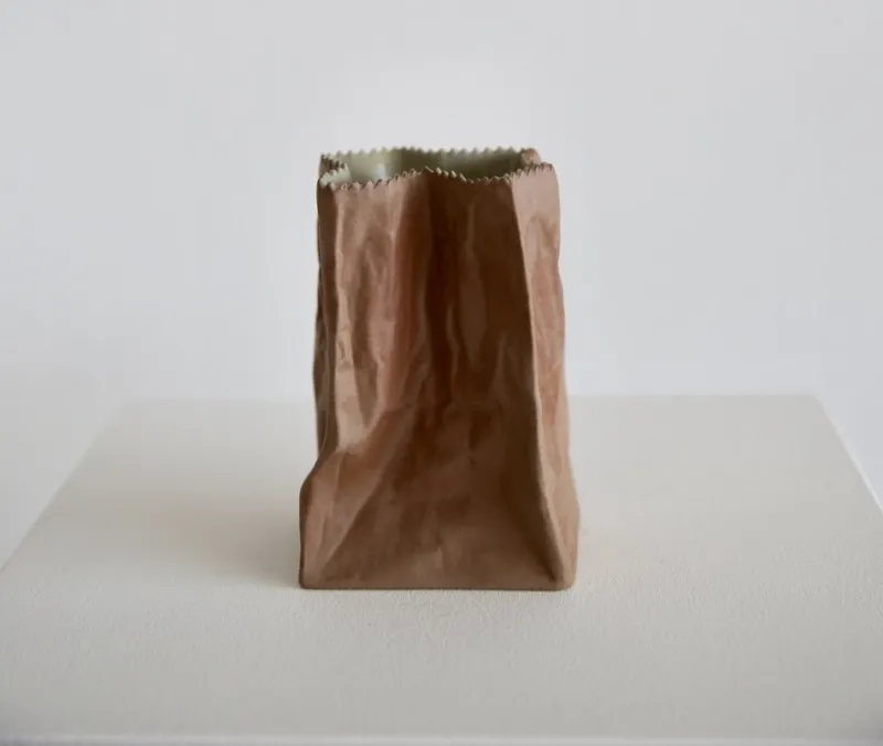 Pamono Ceramic Paper Bag Vase by Tapio Wirkkala for Rosenthal, 1977> Vases