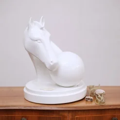Pamono Ceramic Table Lamp with Horse Head> Table Lamps