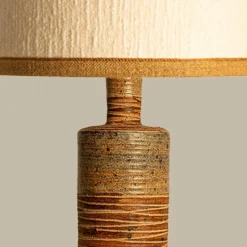 Discount Pamono Ceramic Table Lamp with Natural Lampshade by R. Houben, 1960