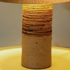 Discount Pamono Ceramic Table Lamp with Natural Lampshade by R. Houben, 1960
