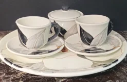 Online Pamono Ceramic Tête-à-Tête Coffee Service with Floral Decor from M.A.C. Salerno, Italy, 1970s, Set of 6