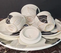 Online Pamono Ceramic Tête-à-Tête Coffee Service with Floral Decor from M.A.C. Salerno, Italy, 1970s, Set of 6