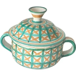 Pamono Ceramic with Lid Green and Brown by Robert Picault for Vallauris, France, 1960s> Coffee & Tea Service