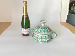 Pamono Ceramic with Lid Green and Brown by Robert Picault for Vallauris, France, 1960s> Coffee & Tea Service