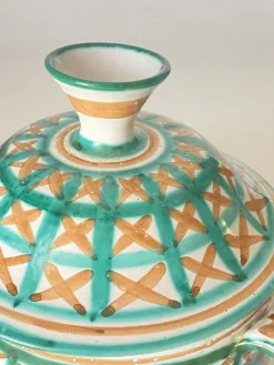 Pamono Ceramic with Lid Green and Brown by Robert Picault for Vallauris, France, 1960s><noscript><img width=