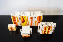 New Pamono Ceramics Cubicon Collection by Peter Chinni for Arte Ceramica Romana Pomezia, Italy, 1970s, Set of 8