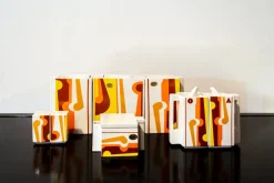New Pamono Ceramics Cubicon Collection by Peter Chinni for Arte Ceramica Romana Pomezia, Italy, 1970s, Set of 8