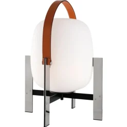 Discount Pamono Cesta Metálica with Leather Handle Table Lamp by Miguel Milá